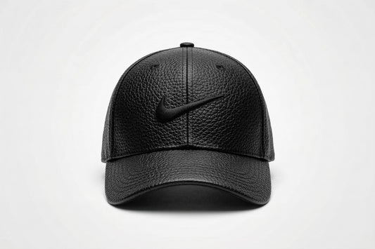 Snapback Black Leather Cap