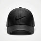 Snapback Black Leather  Cap