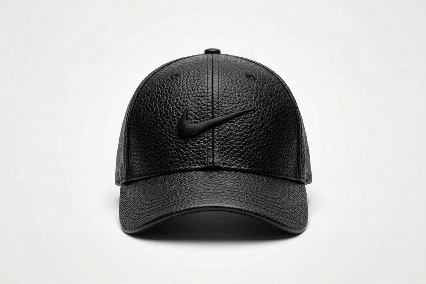 Snapback Black Leather  Cap