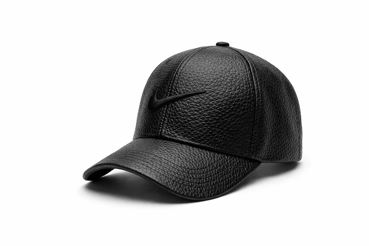 Snapback Black Leather  Cap