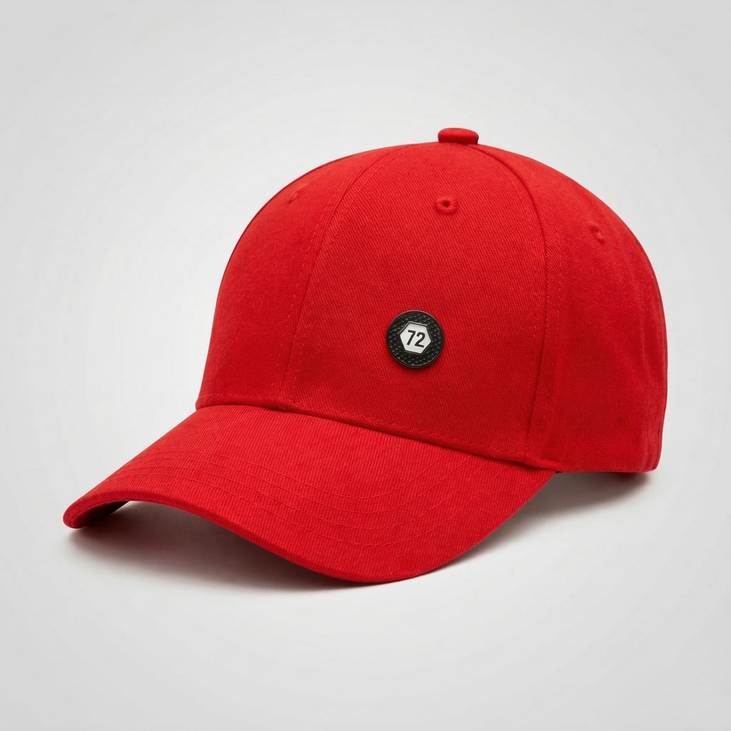 Classic Red Baseball Cap with Minimal Badge