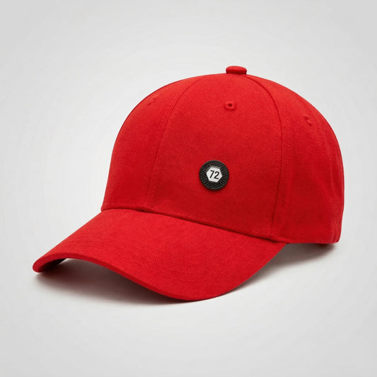 Classic Red Baseball Cap with Minimal Badge